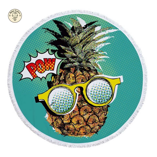Serviette de plage ronde<br> ananas insolite