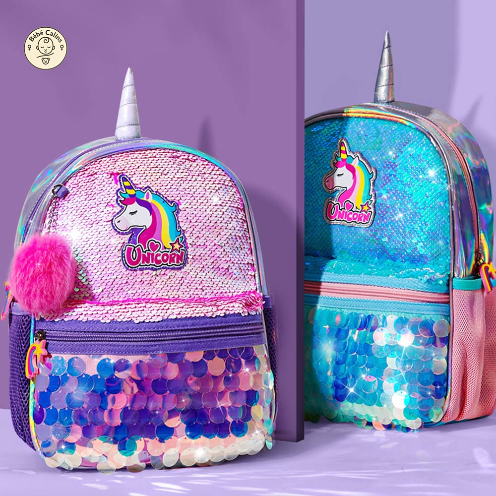 Cartable licorne à paillettes réversible