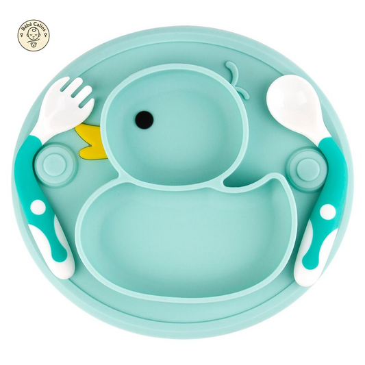 Coffret Repas Bébé en Silicone Canard | Bébé Calins