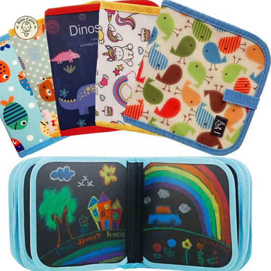 Cahier à Dessin Ardoise avec 12 Craies Effaçables | Bébé Calins