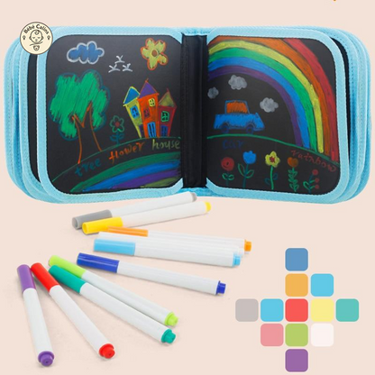 Cahier à Dessin Ardoise avec 12 Craies Effaçables | Bébé Calins