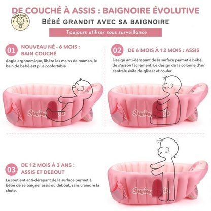 Baignoire Gonflable Bébé avec Confortable Siège - Bébé Calins