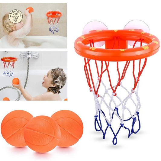 Panier de Basket Gonflable avec Ventouse et 3 Balles - Fun au Bain pour Bébé Calins!