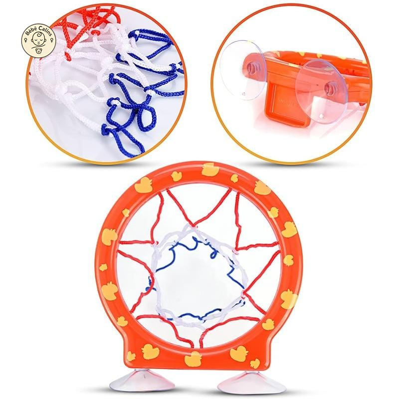 Panier de Basket Gonflable avec Ventouse et 3 Balles - Fun au Bain pour Bébé Calins!